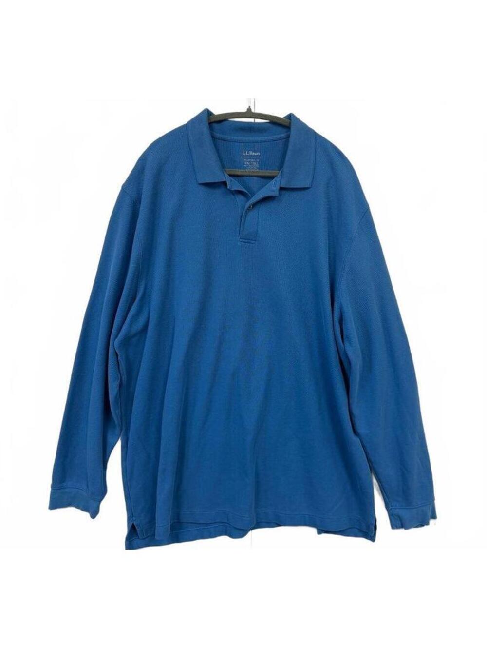 L.L.Bean Men’s XXL Tall Blue Long Sleeve Polo Traditional Fit Cotton Shirt